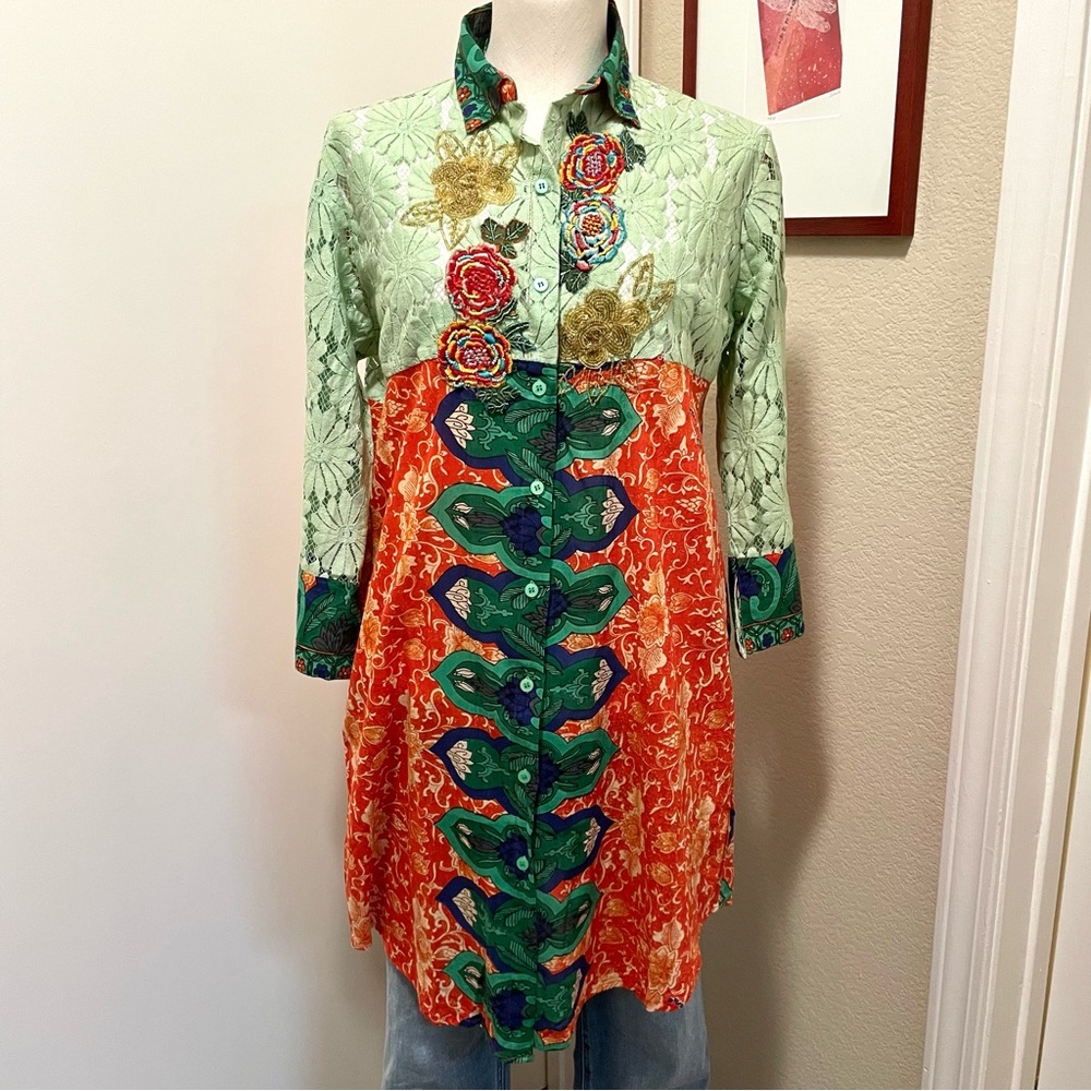 Multi Media Vibrant Embroidered Dress or Top NWOT